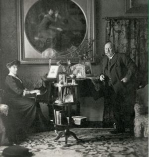William Knox D'Arcy, the founder of BP, with his wife in their Edwardian English home. D'Arcy entered the industry in 1901 by obtaining a concession in Persia (BP)