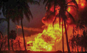 FIG. 3. The explosion in a natural gas pipeline at Tatipaka, India was caused by leaks due to corrosion and subpar repair techniques.